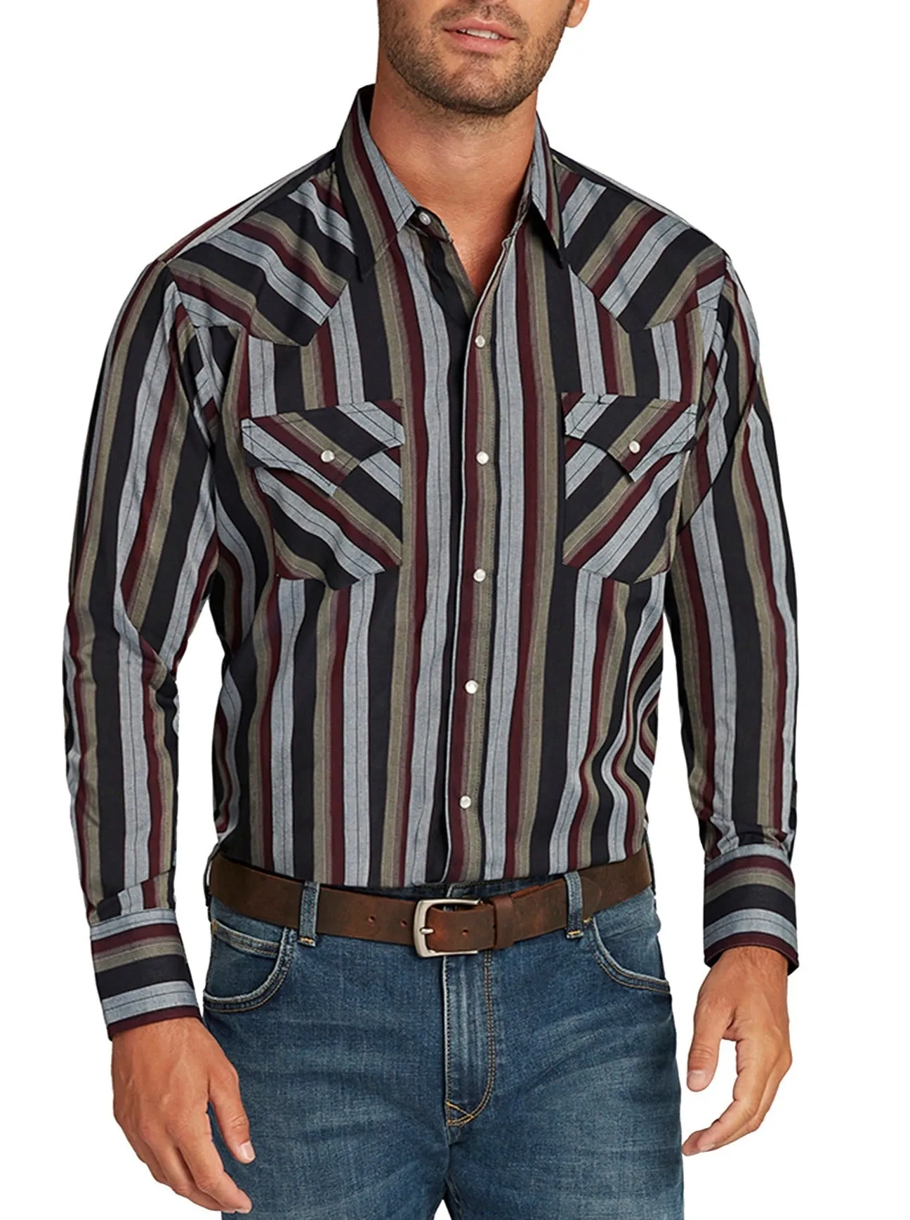 Men's Ely Cattleman Long Sleeve Stripe Western Snap Shirt