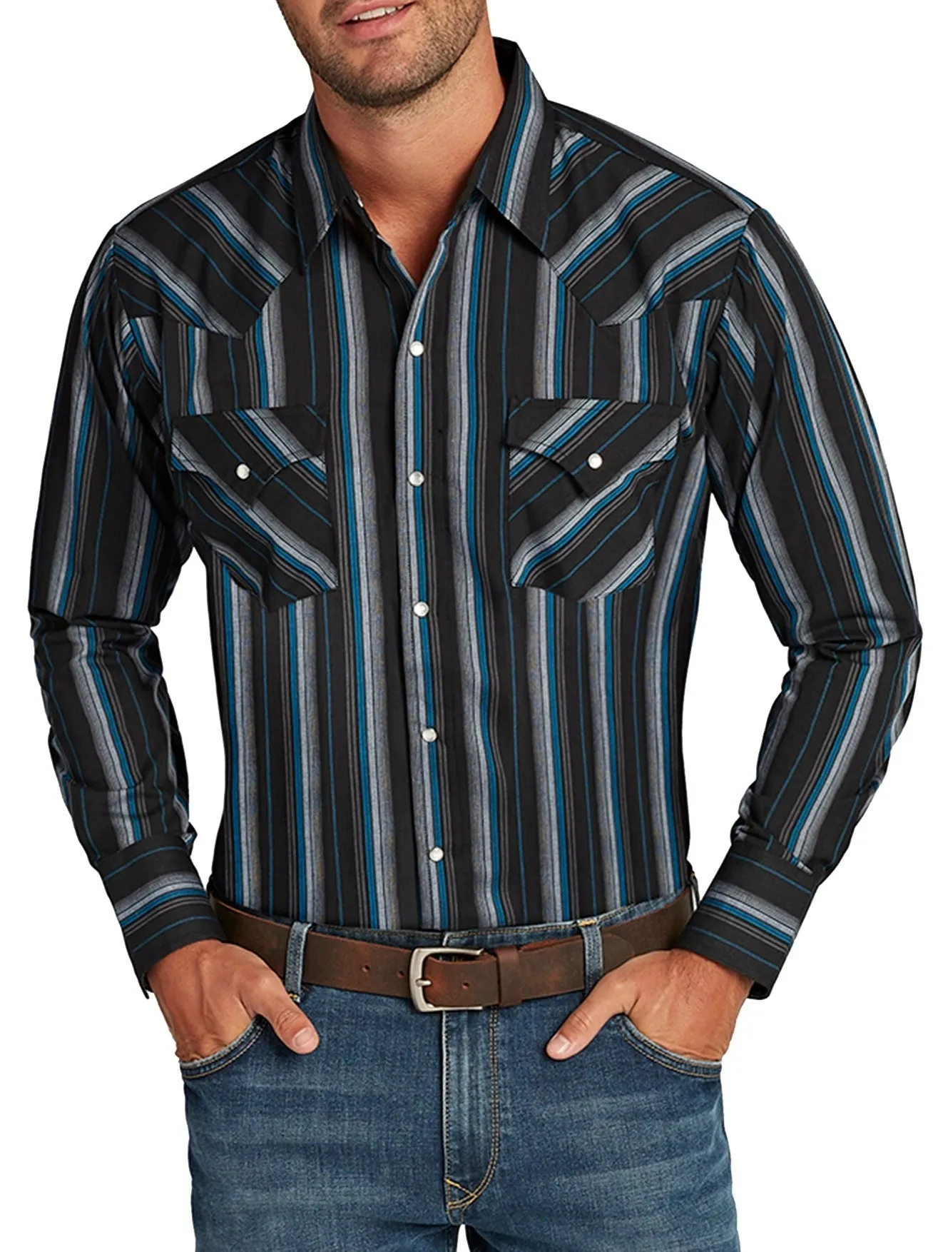 Men's Ely Cattleman Long Sleeve Stripe Western Snap Shirt