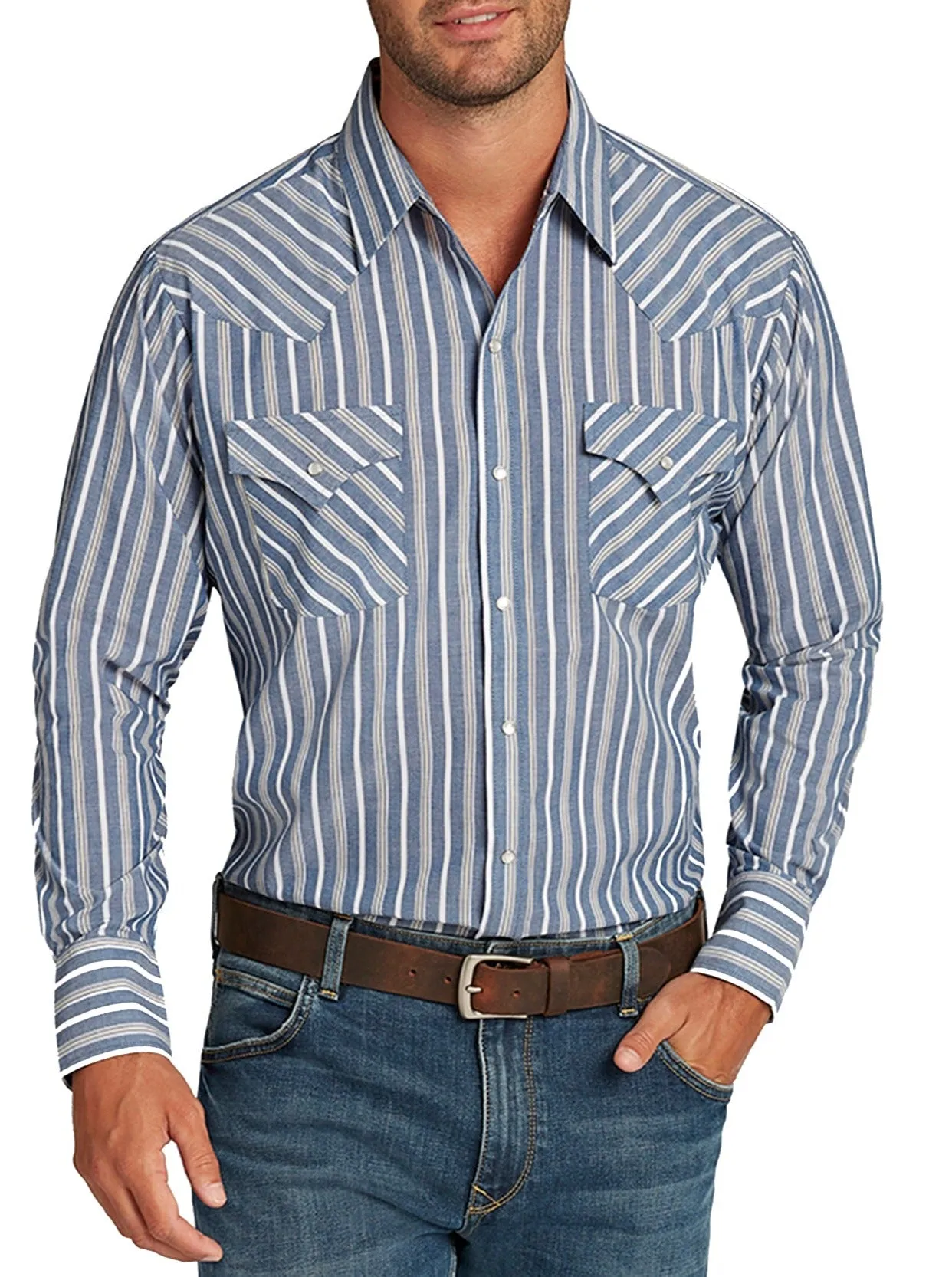 Men's Ely Cattleman Long Sleeve Stripe Western Snap Shirt