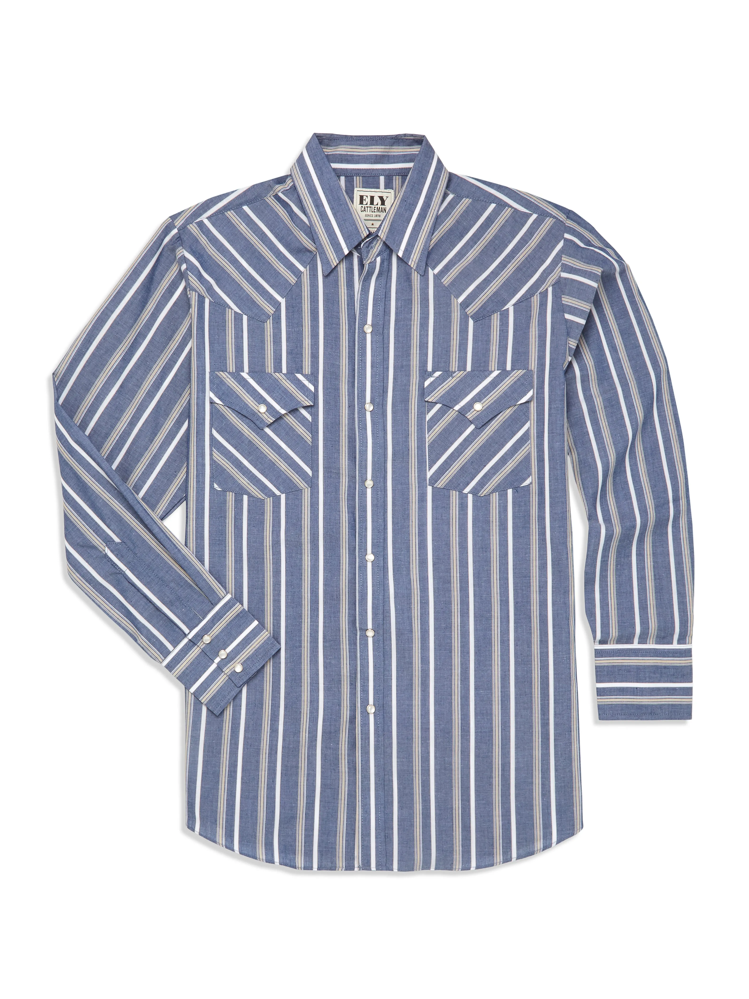 Men's Ely Cattleman Long Sleeve Stripe Western Snap Shirt