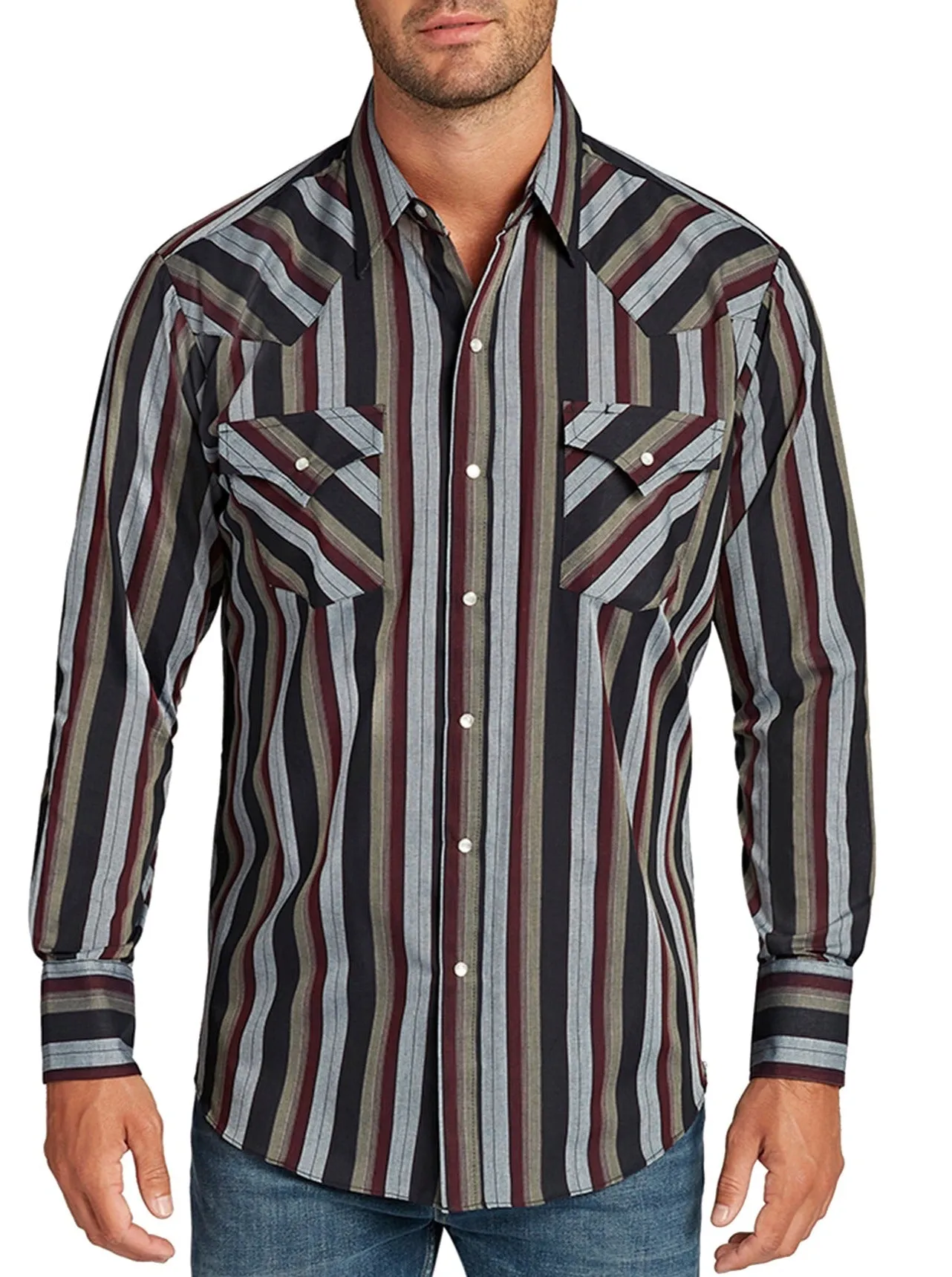 Men's Ely Cattleman Long Sleeve Stripe Western Snap Shirt