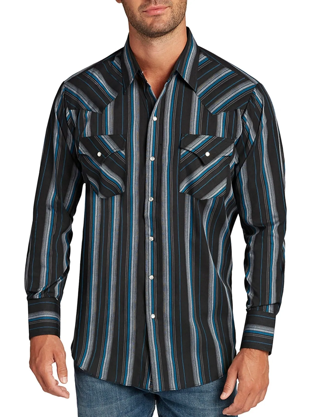 Men's Ely Cattleman Long Sleeve Stripe Western Snap Shirt