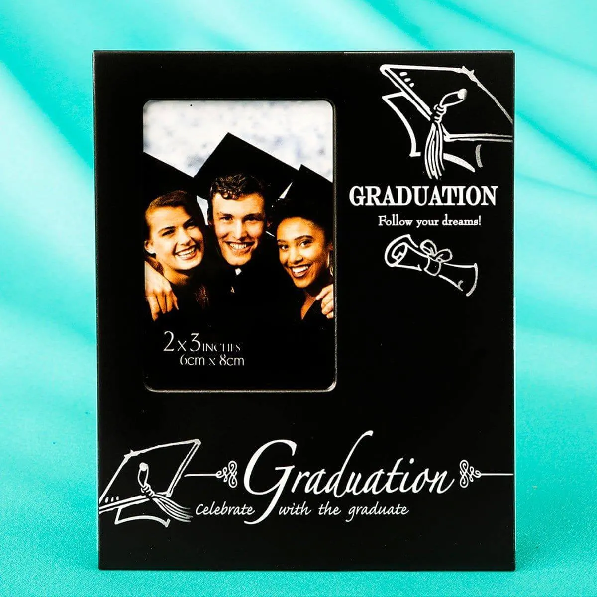 Metal Graduation Frame 2x3" - Black & Silver