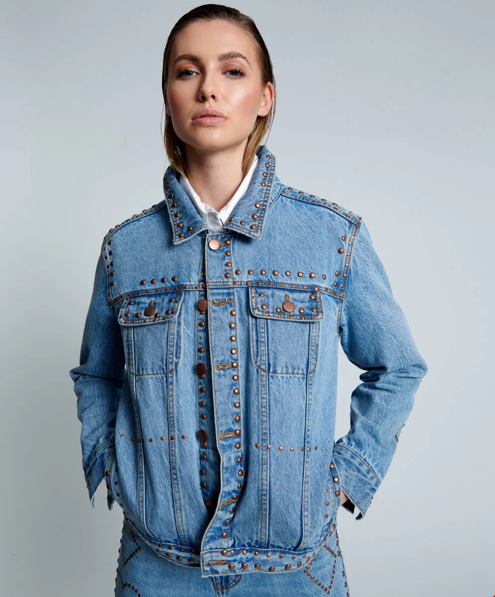 ONETEASPOON Womens Lucky Bet Denim Trucker - Ocean