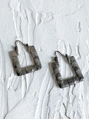 Open Square Silver Earrings with Sterling Hooks