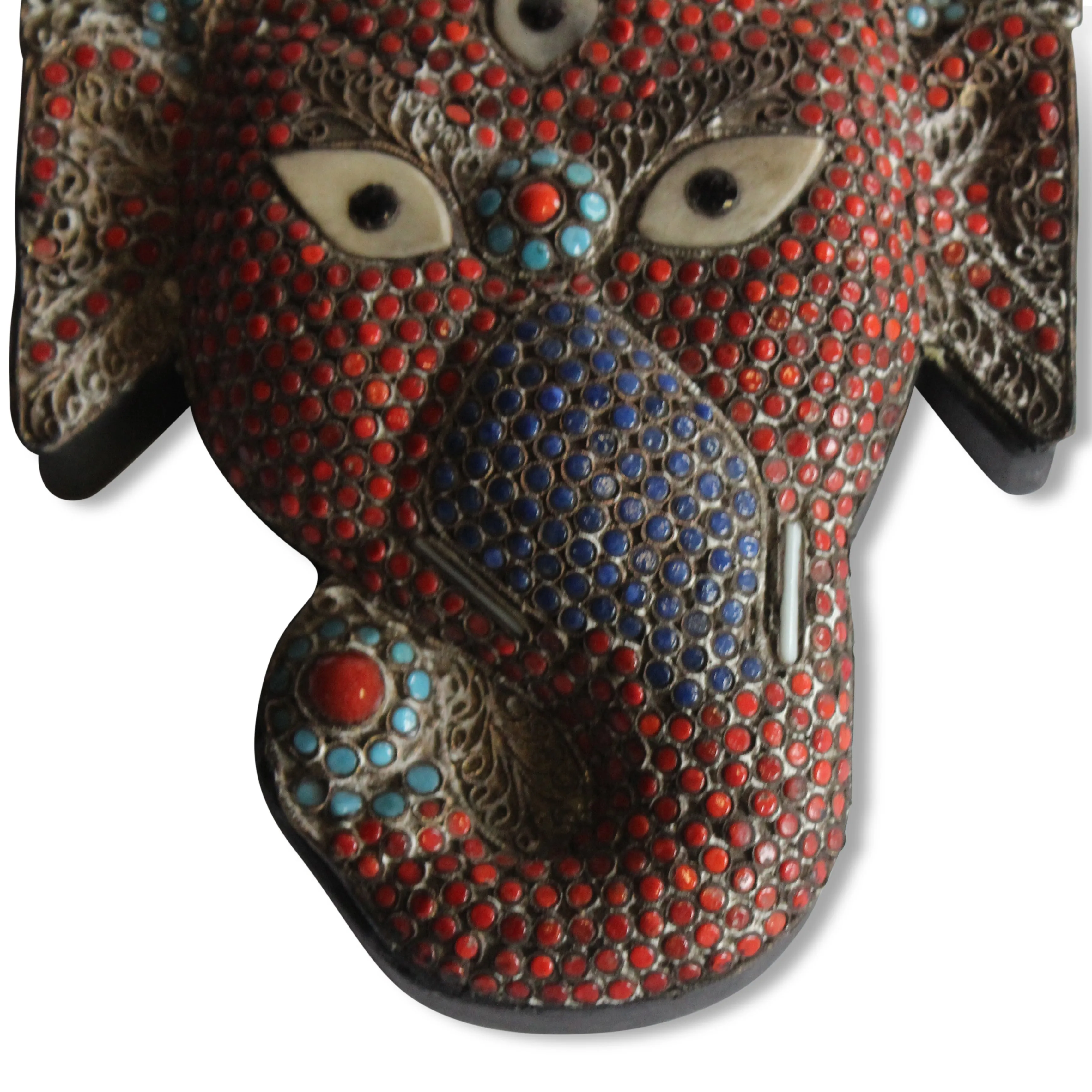 Pair of Inlaid Elephant Mask Indian Wall Sconces