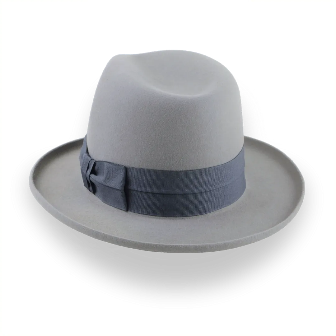 Pewter Grey Pencil Brim Fedora with Exclusive Ribbon Hatband | The Hiero