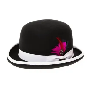 Premium Wool Black and White Derby Bowler Hat