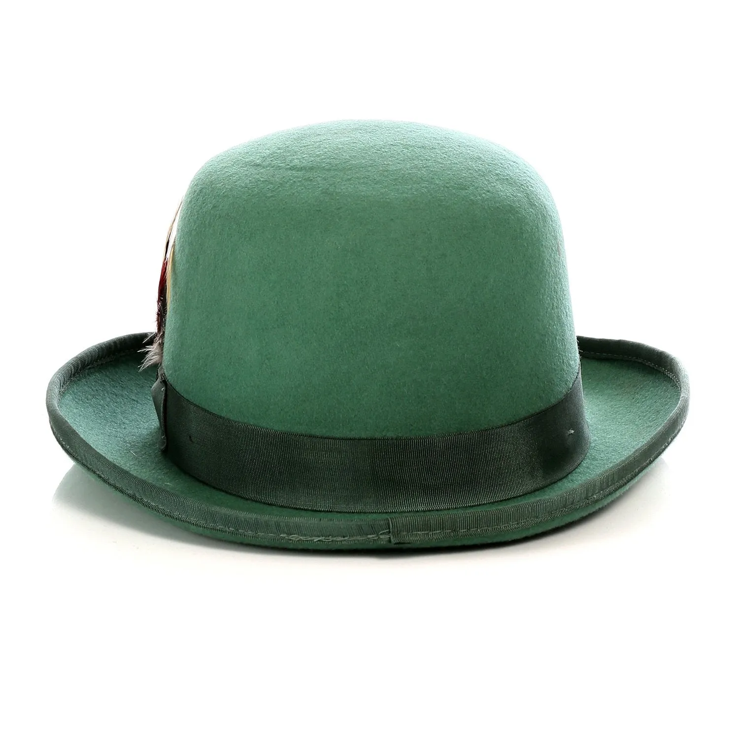 Premium Wool Hunter Green Derby Bowler Hat