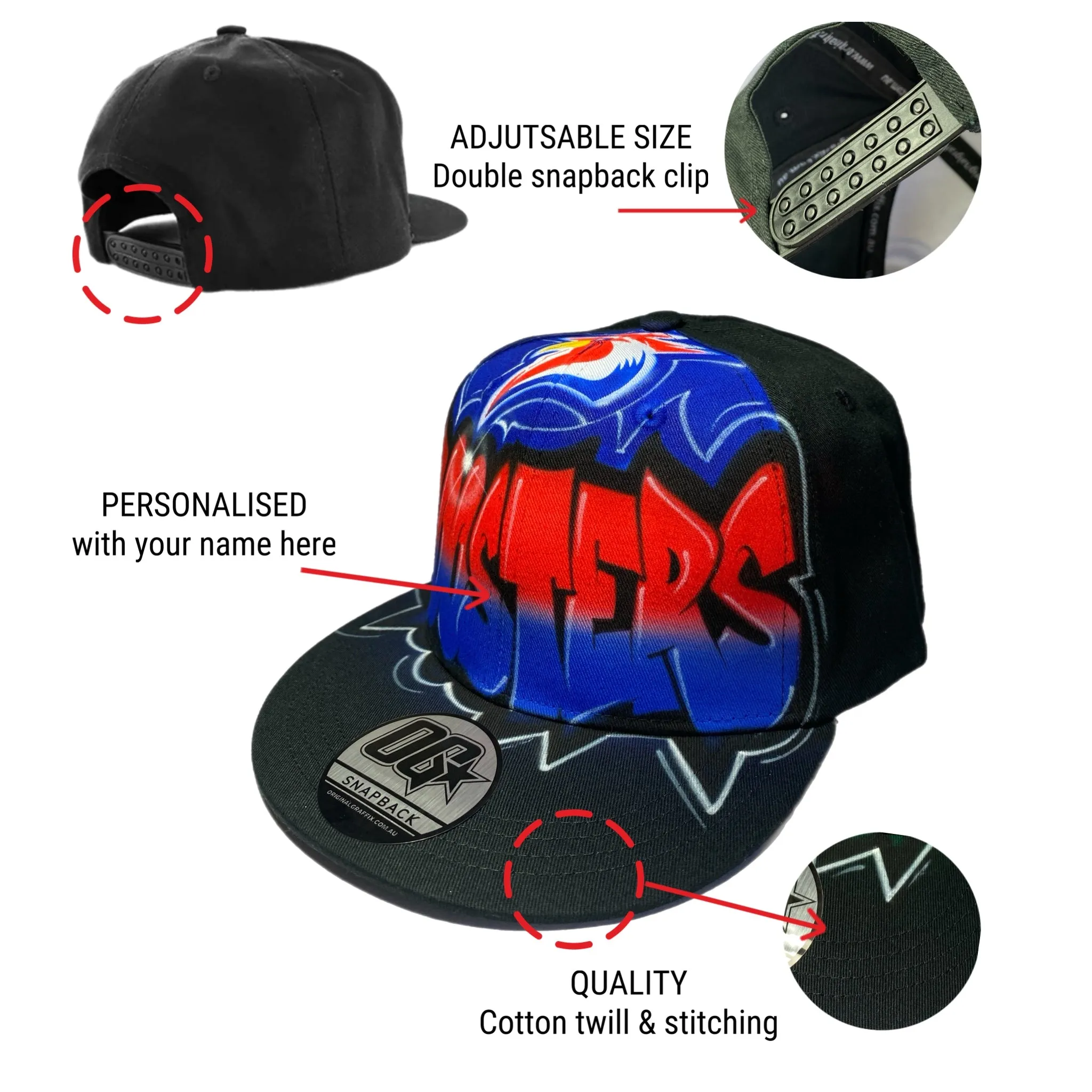 Roosters Graffiti Style Snapback Cap