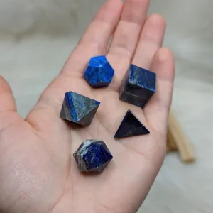 Sacred Geometry (Platonic solids) Blue Lapis Lazuli~  5 Shape Crystal Set