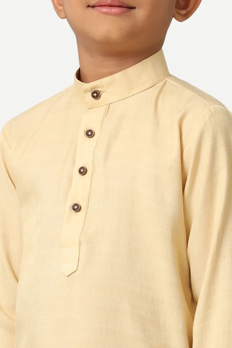 Shining Star - Light Beige Kurta and Panchakacham 2 in 1 Set For Kids | Uathayam