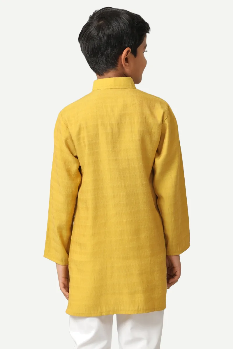 Shining Star - Mustard Yellow Kurta and Pyjama 2 in 1 Set For Kids | Uathayam