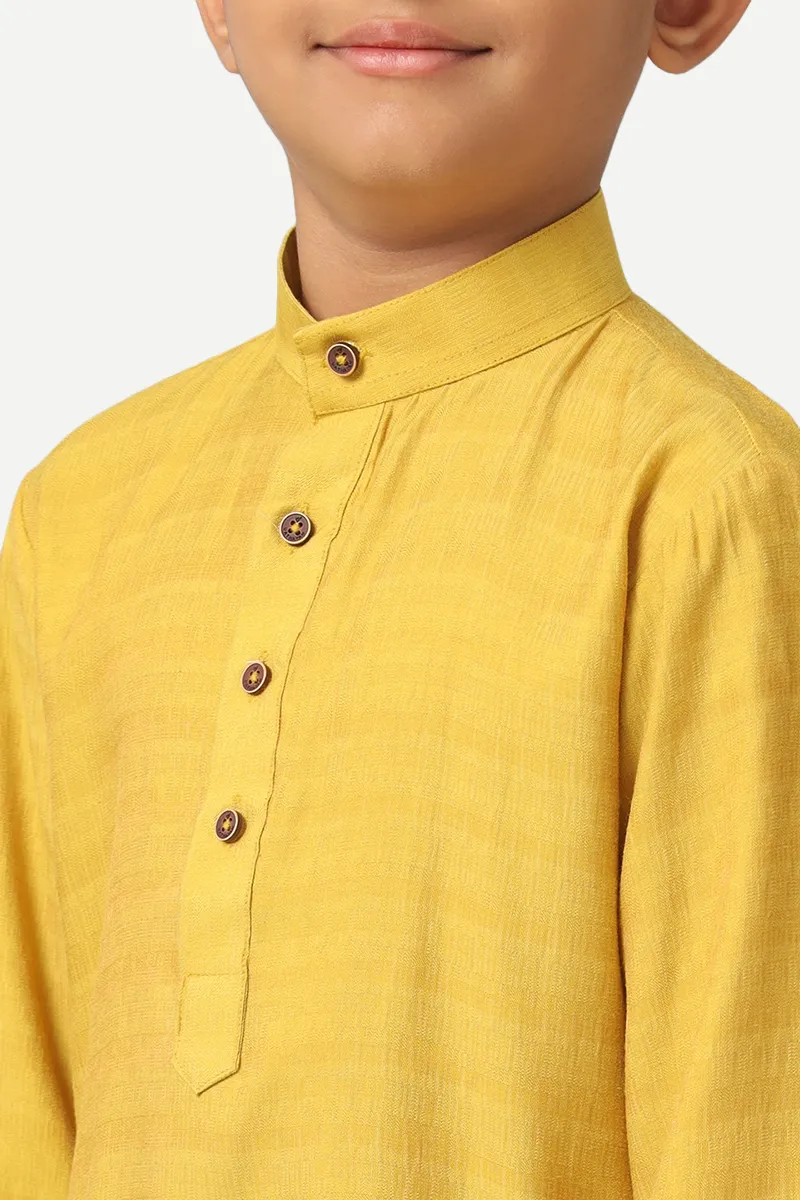 Shining Star - Mustard Yellow Kurta and Pyjama 2 in 1 Set For Kids | Uathayam