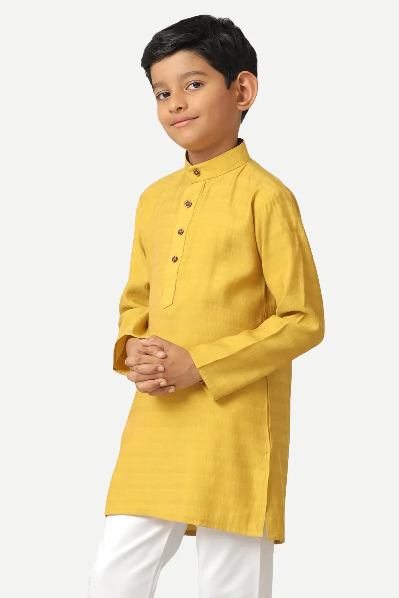 Shining Star - Mustard Yellow Kurta and Pyjama 2 in 1 Set For Kids | Uathayam