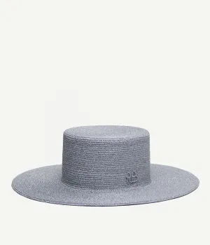 Silver-toned Boater Hat