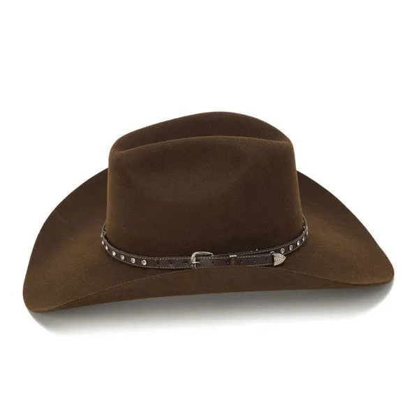 Stampede Hats - 100X Wool Felt Brown Cowboy Hat with Rhinestone Leather Trim