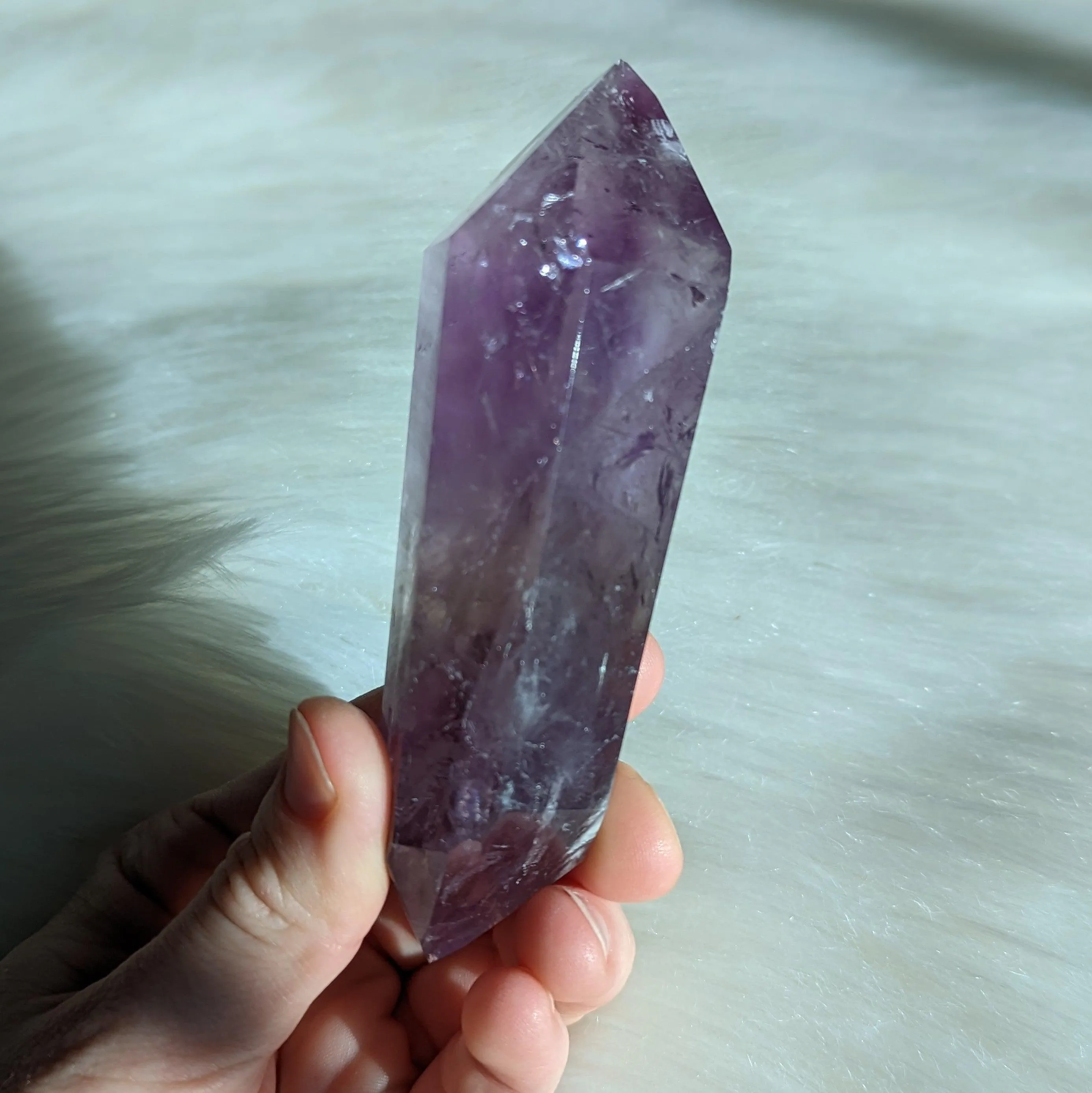 Stunning Chunky Purple Amethyst Wand Carving With Rainbows From Brazil #1