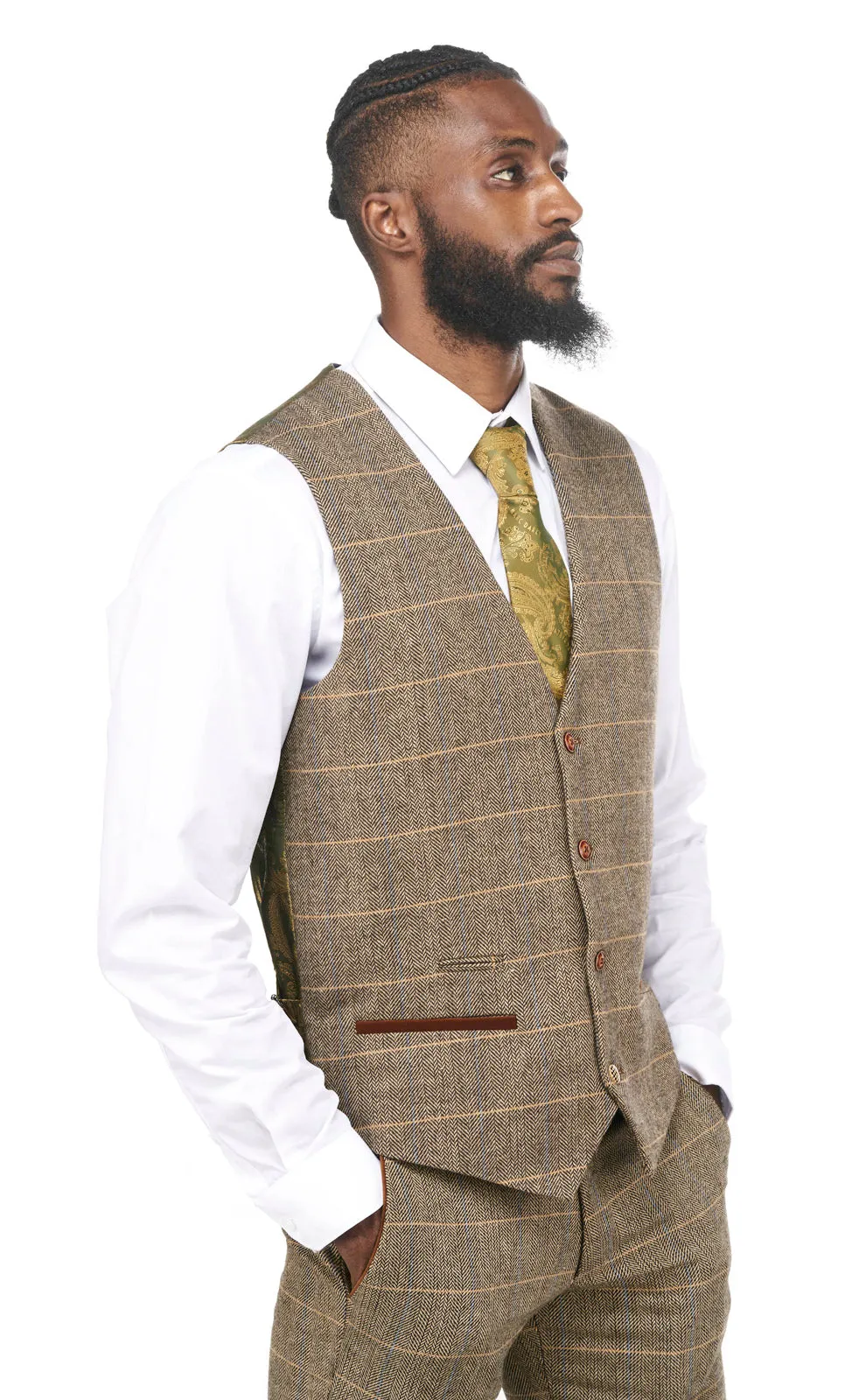 Ted Tan Classic Tweed Waistcoat | Check Waistcoat | Wedding Wear | Office Wear