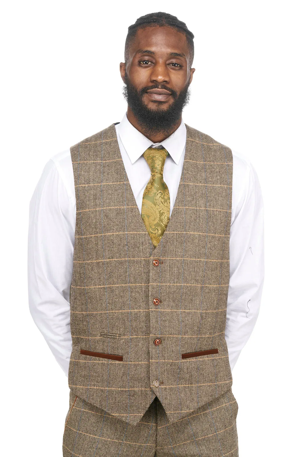 Ted Tan Classic Tweed Waistcoat | Check Waistcoat | Wedding Wear | Office Wear