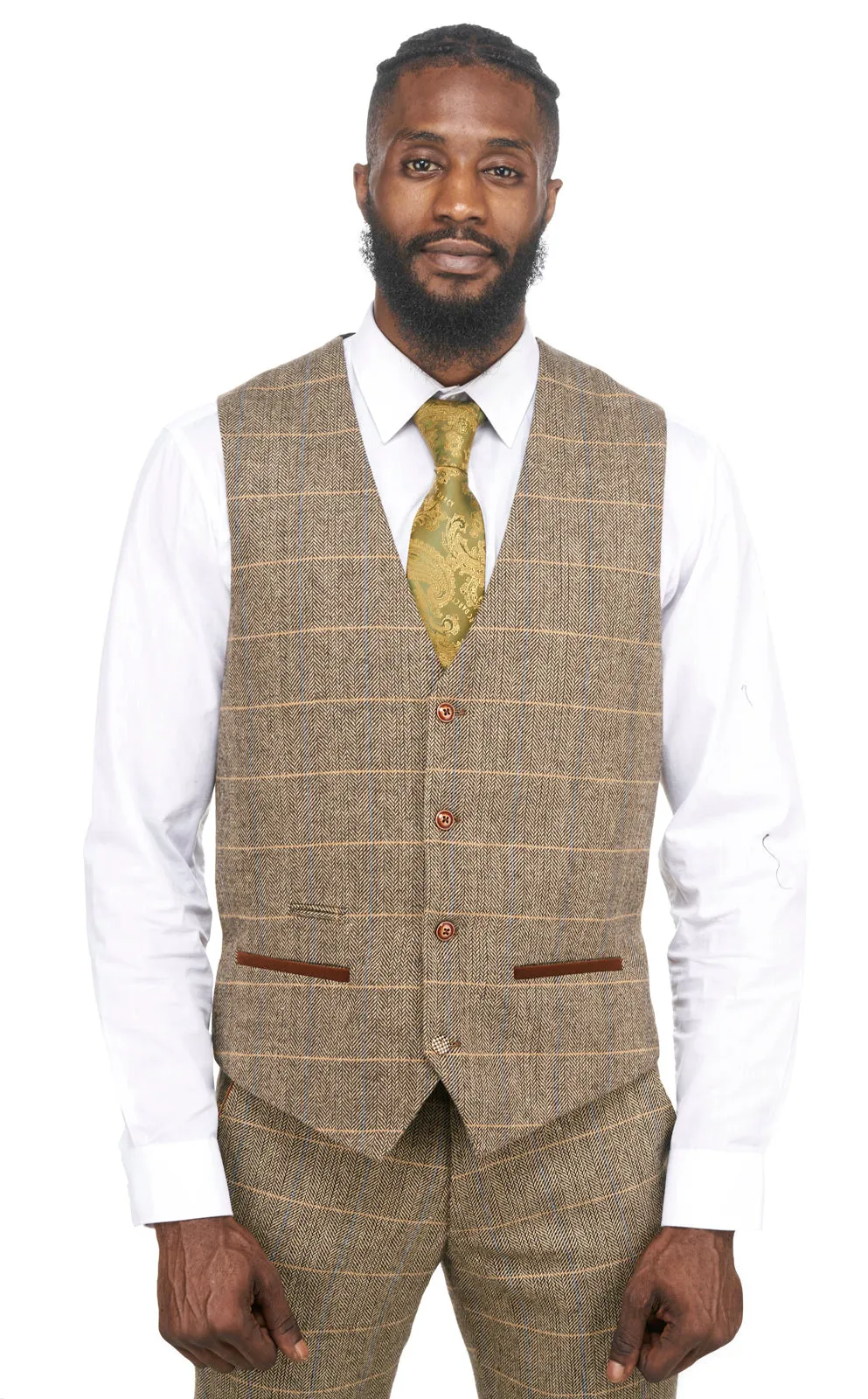 Ted Tan Classic Tweed Waistcoat | Check Waistcoat | Wedding Wear | Office Wear