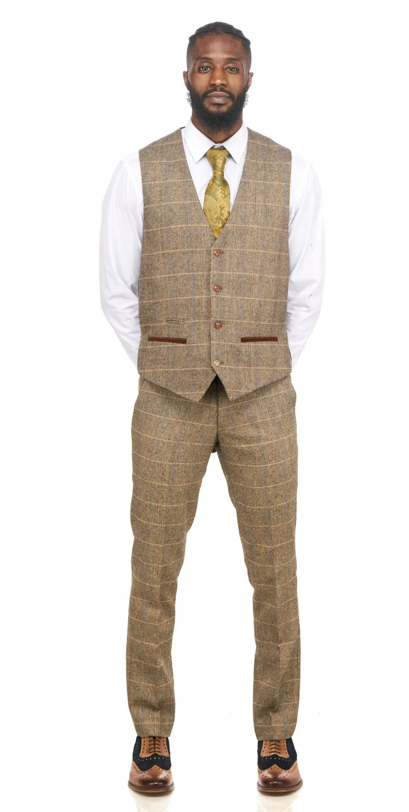 Ted Tan Classic Tweed Waistcoat | Check Waistcoat | Wedding Wear | Office Wear