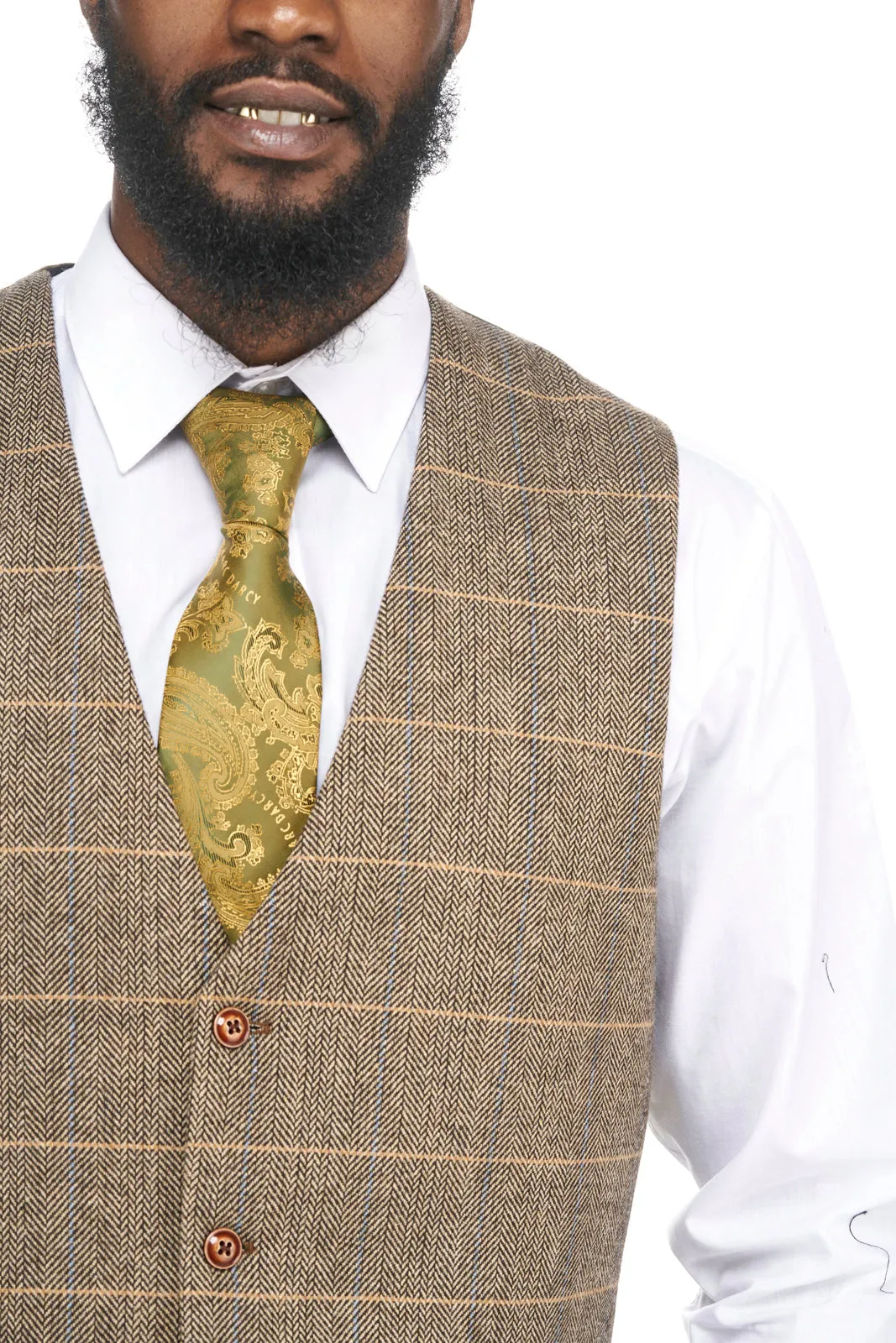 Ted Tan Classic Tweed Waistcoat | Check Waistcoat | Wedding Wear | Office Wear