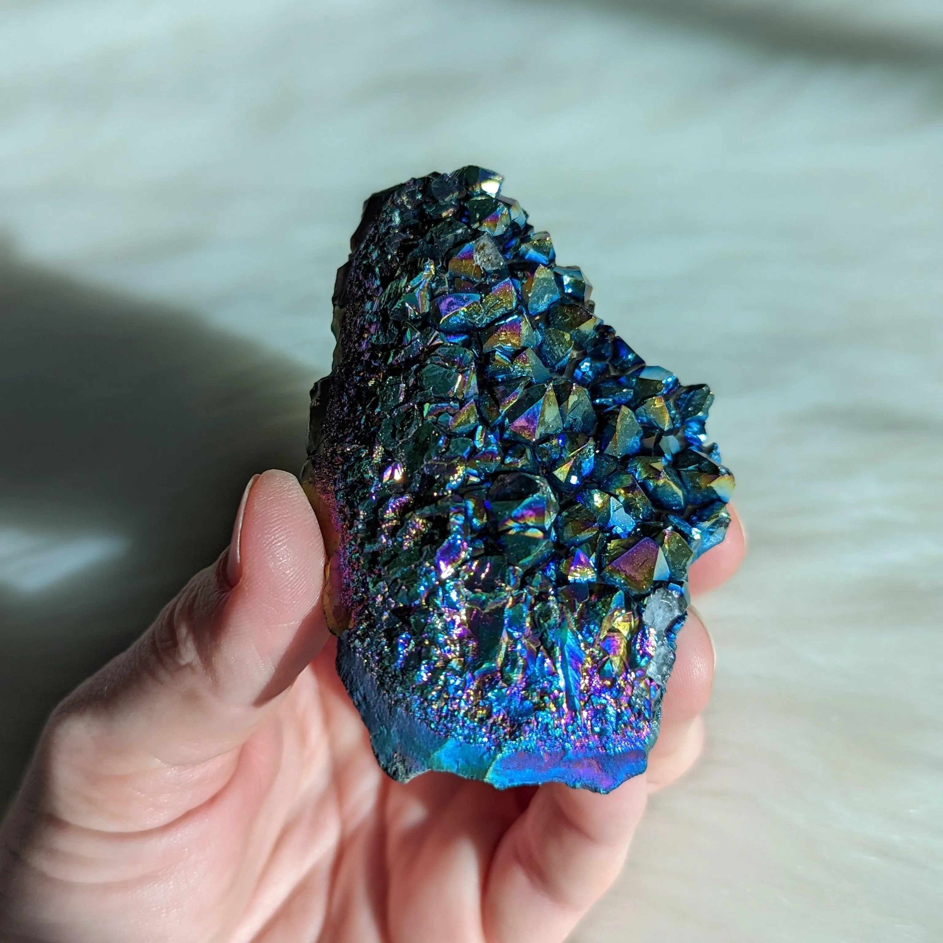 Titanium Rainbow Aura Amethyst Cluster #11~ Vibrant and Energetic