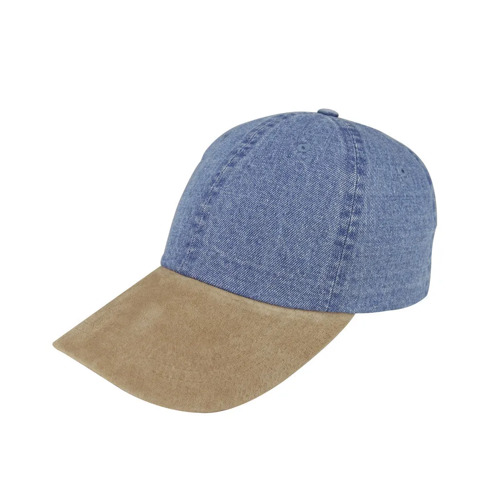 TopHeadwear Washed Denim Cap w/ Suede Bill