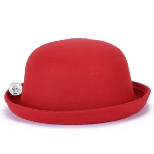 USA Magik Men Women Woolen Roll-up Brim Fedora Bowler Hat