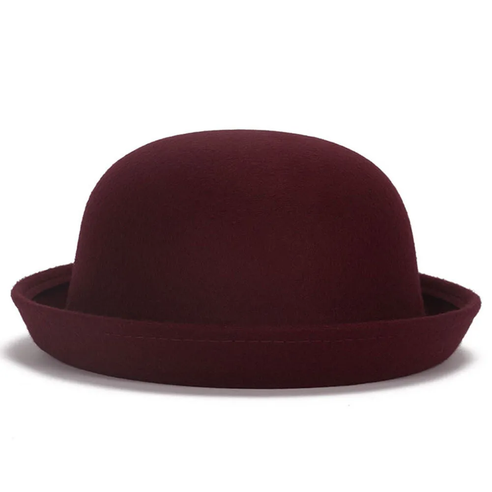 USA Magik Men Women Woolen Roll-up Brim Fedora Bowler Hat