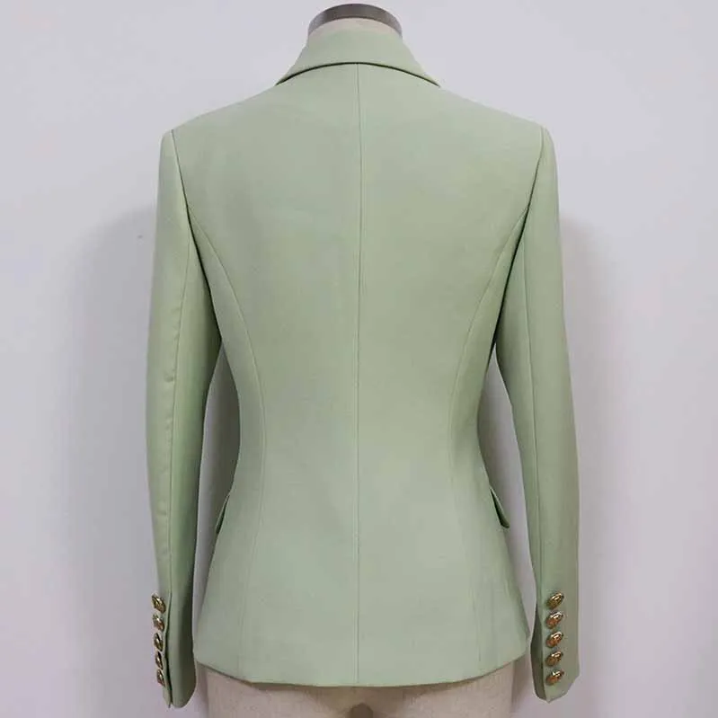 Women Coats Pistachio Green Jacket Long Sleeves Blazer Breasted Coat