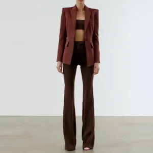 Women Fashion Pants Suit Blazer   Flare Trousers Two Piece Pantsuits