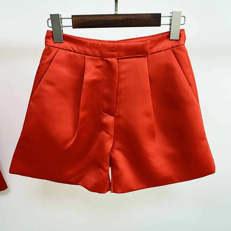 Women Red Bra  Blazer   Red Shorts 3 Pieces Suit