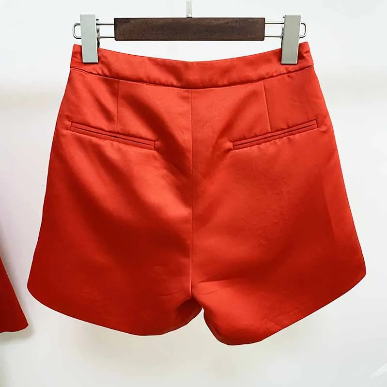 Women Red Bra  Blazer   Red Shorts 3 Pieces Suit