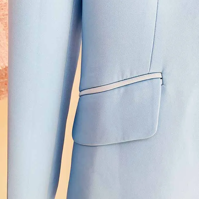 Women Sky blue Blazer   Flare Trousers Suit