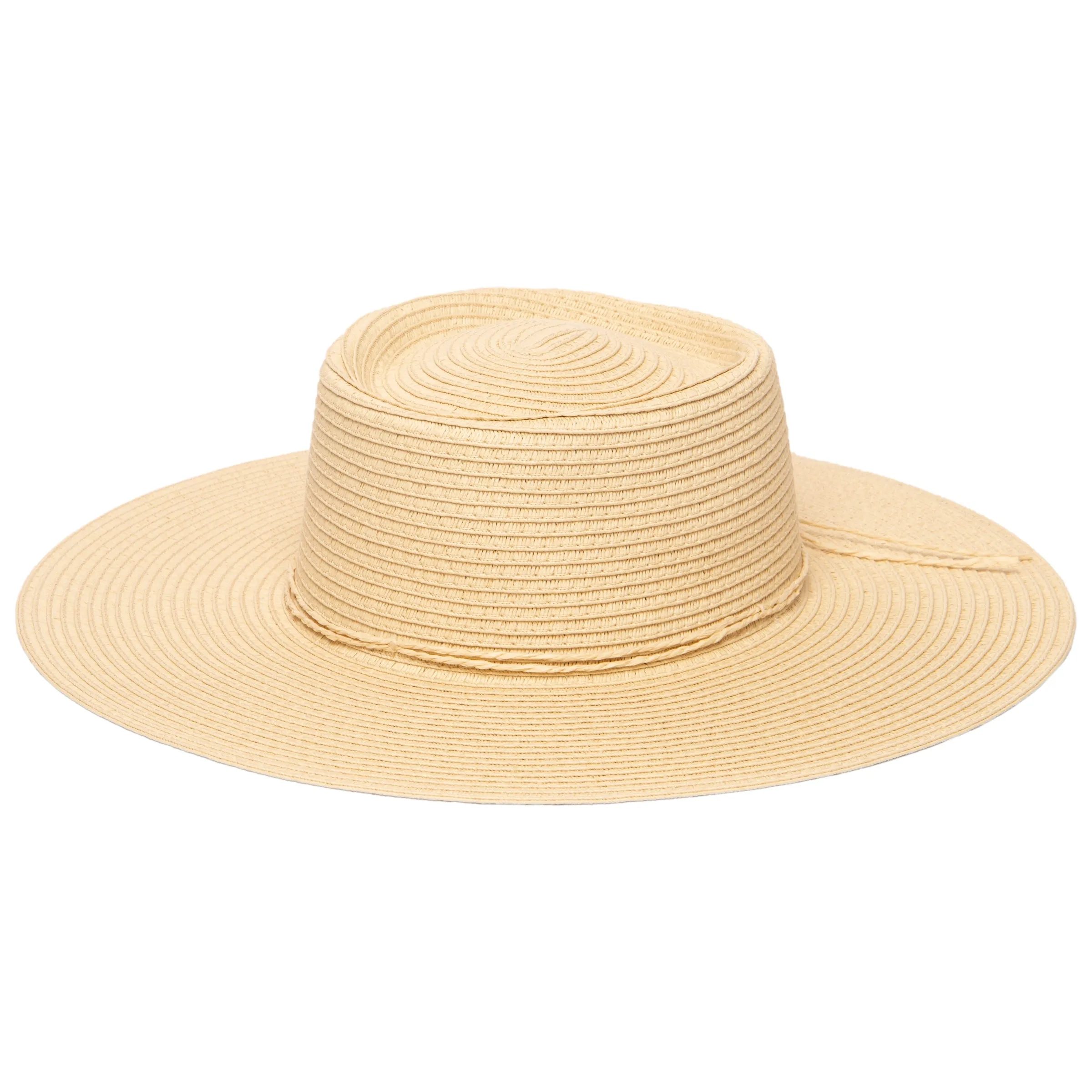 Women's large brim oval crown boater