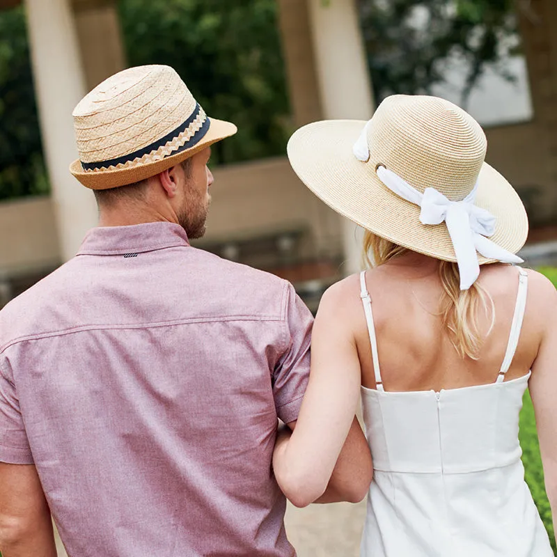 Women's Sun Brim Boater Hat with Scarf Bow