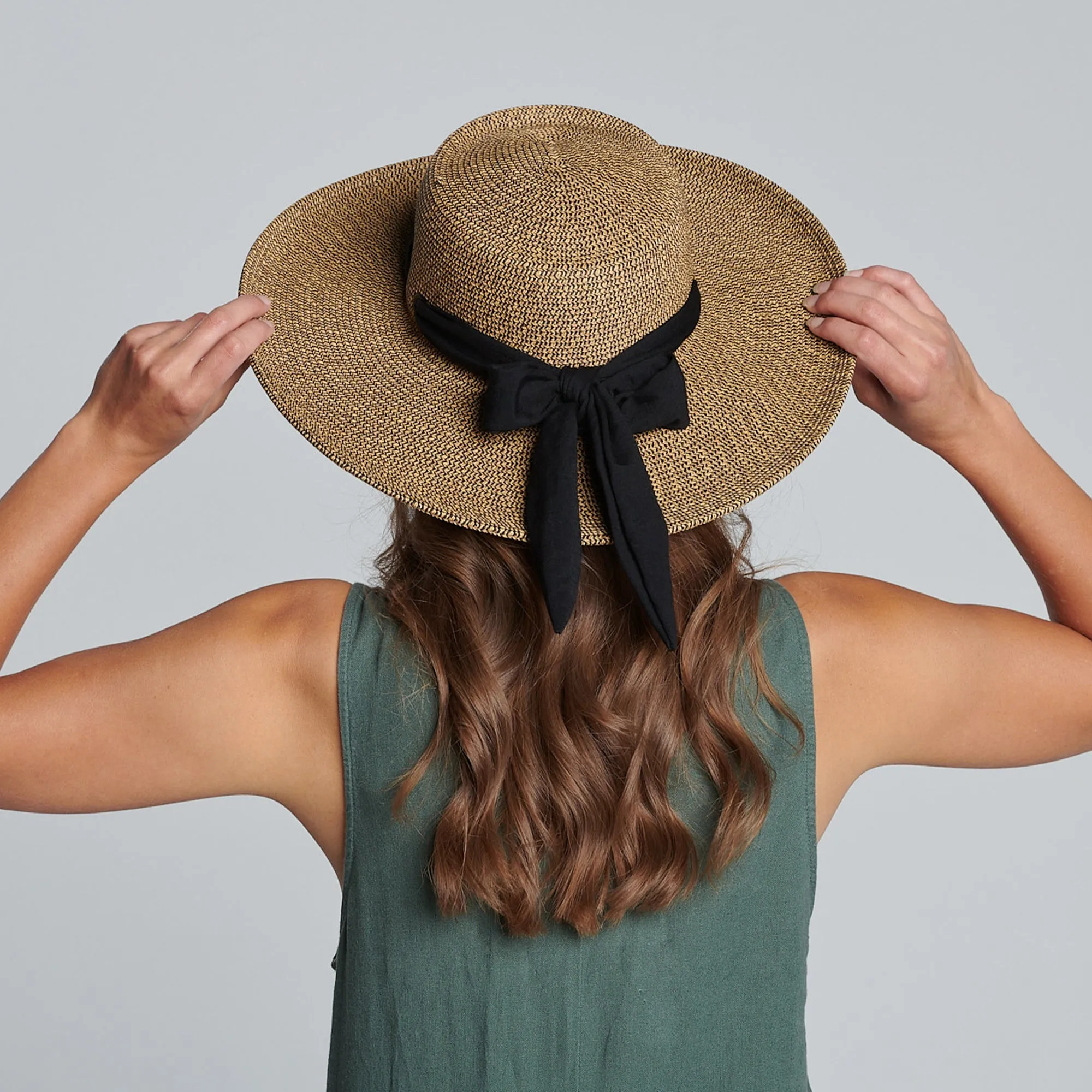 Women's Sun Brim Boater Hat with Scarf Bow