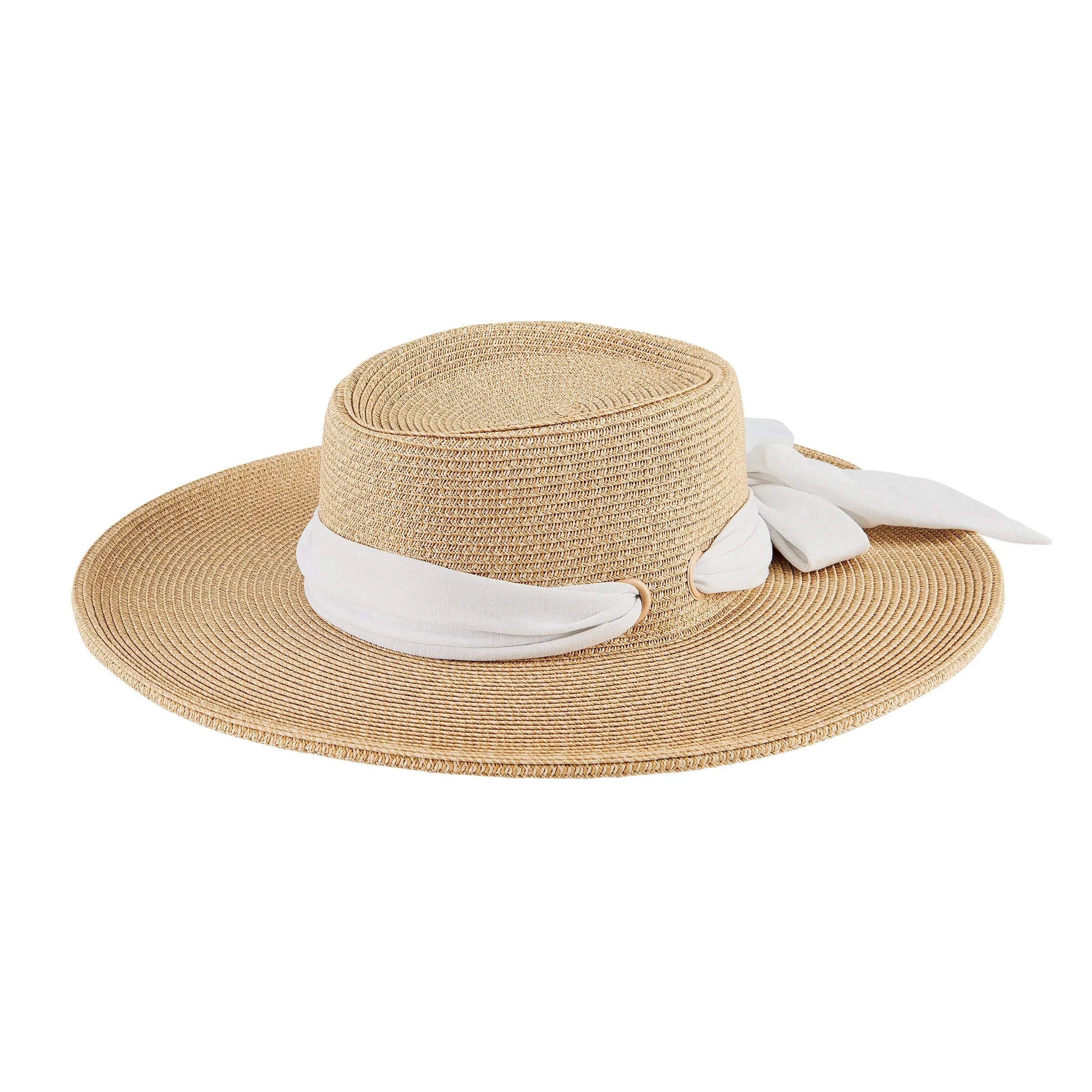 Women's Sun Brim Boater Hat with Scarf Bow